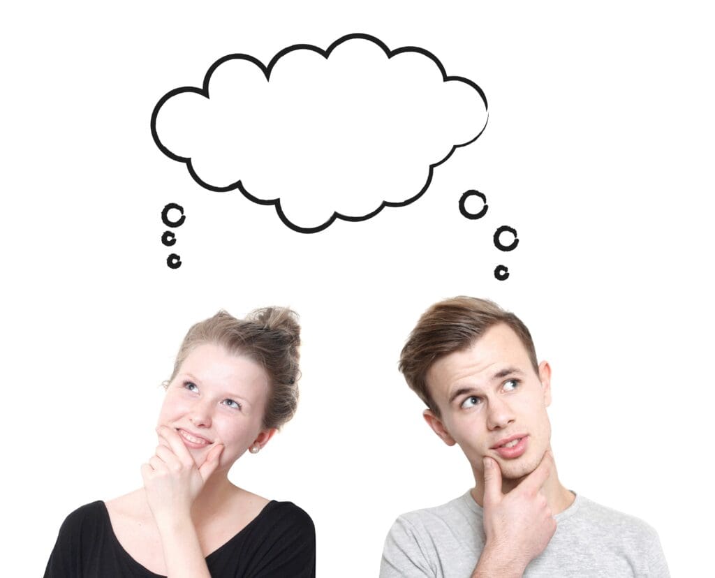 two people trying to make a decision about roofing materials