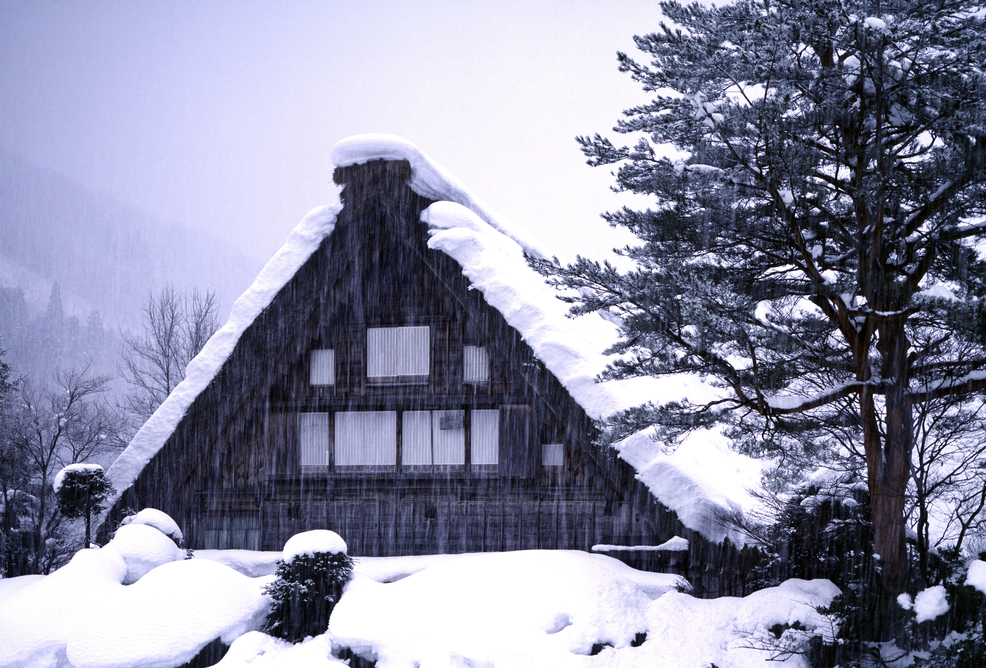 Snow on the roof of a house