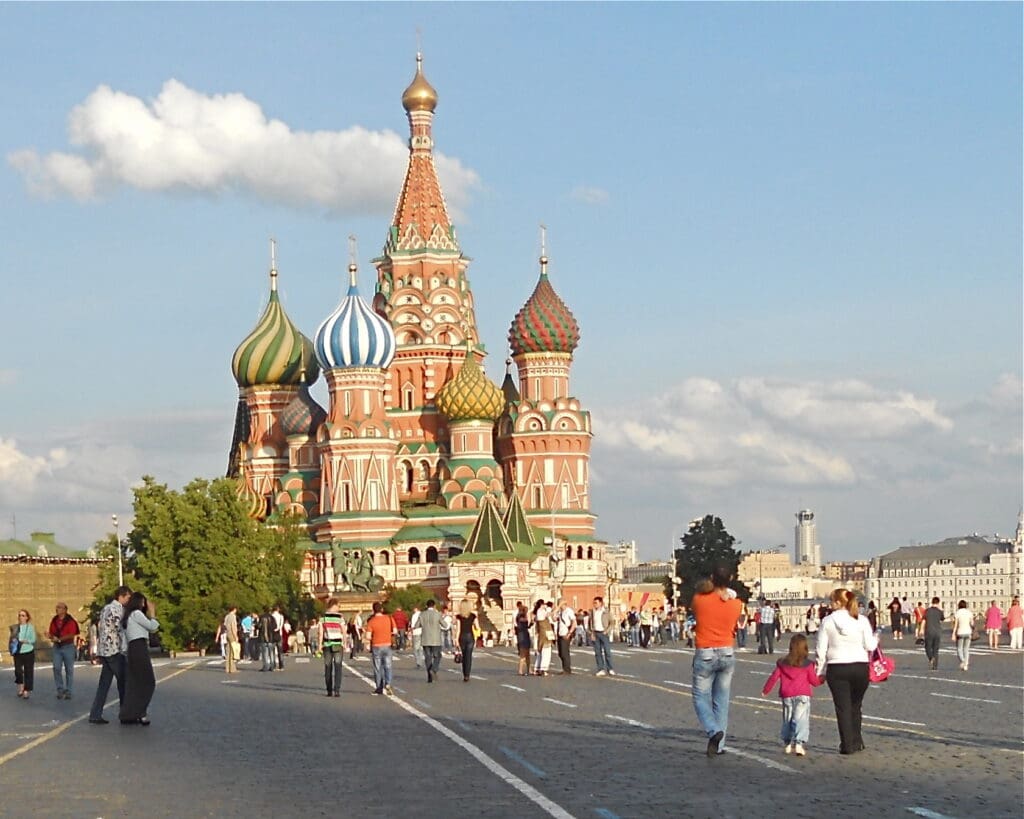Roof design in Russia is the famous Saint Basil’s Cathedral in Moscow