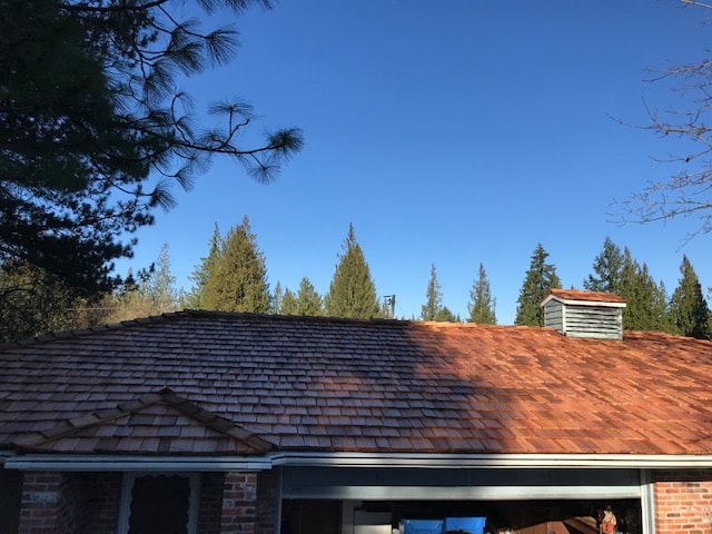 Roof work with blue sky in background