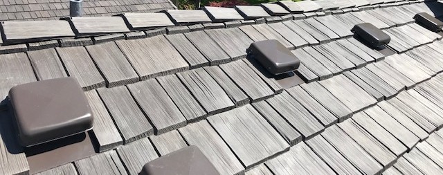 Row of roofing vents on a house