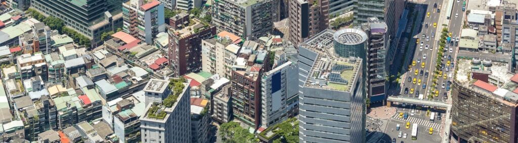 Aerial view of city downtown skyline