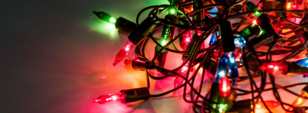 Jumbled ball of Christmas lights