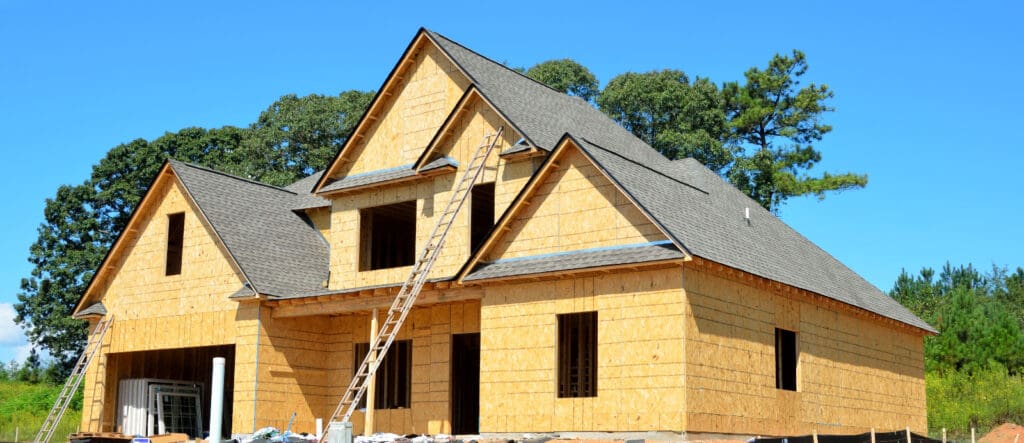 Composite roof being installed on new construction to help illustrate architectural shingles vs composite shingles and Roofing for New Construction