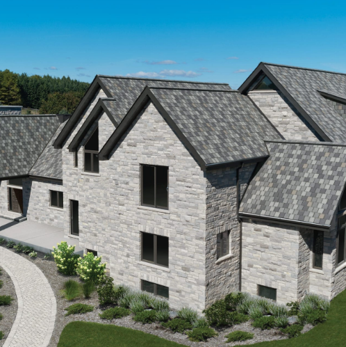 new roof replacement project with IKO roofing products on grey two story home in Vancouver, WA