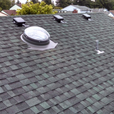 Close-up of Warner Roofing project