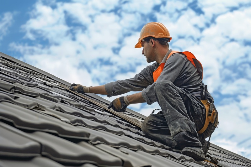 A roofer doing his work on a residential house to help illustrate Choosing a Roofing Contractor