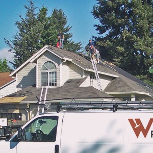 Contractors working on a roof